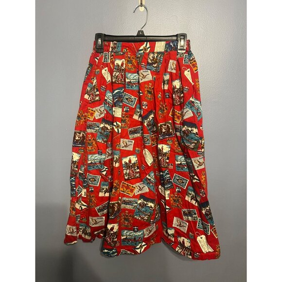 Vintage Woolrich Canadian Pacific Postcard Pattern Pleated Skirt VTG Size 8‎ - Picture 1 of 13
